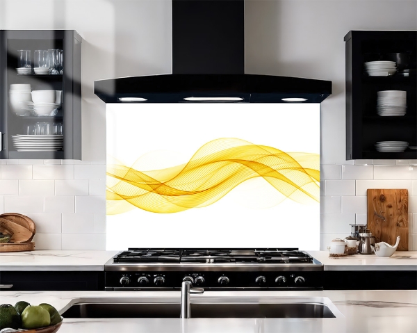 Yellow Wave White Splashback