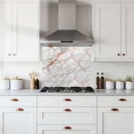 Copper Vein Carrara Marble Glass Splashback White