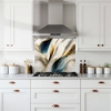 Blue & Gold Textured Wave Splashback