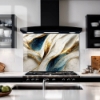 Blue & Gold Textured Wave Splashback