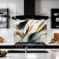 Blue & Gold Textured Wave Splashback