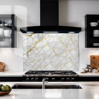 Brass Vein Carrara Marble Splashback
