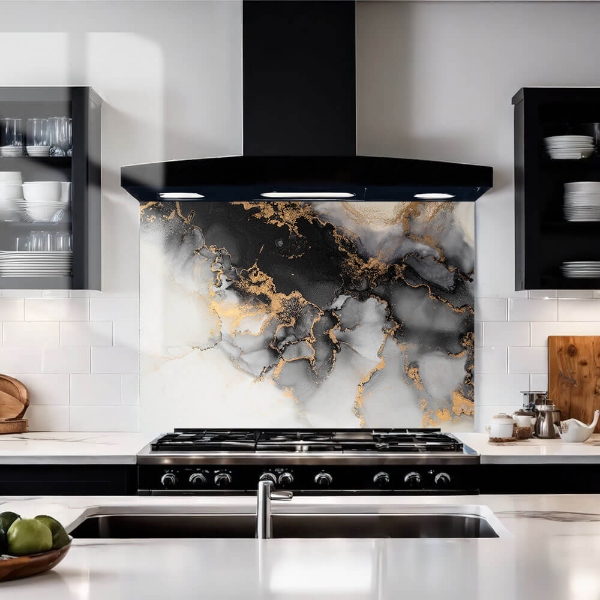 White & Black With Gold Texture