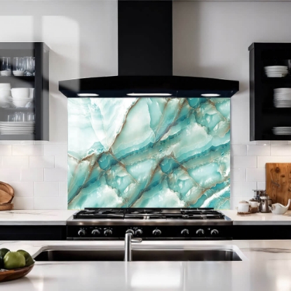 Green Marble Agate Splashback Black