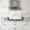 White & Gold Polished Marble Splashback