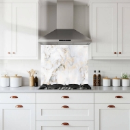 White & Gold Polished Marble Splashback