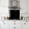 Black & Grey Vein Marble Glass Splashback White