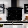 Black & Grey Vein Marble Glass Splashback