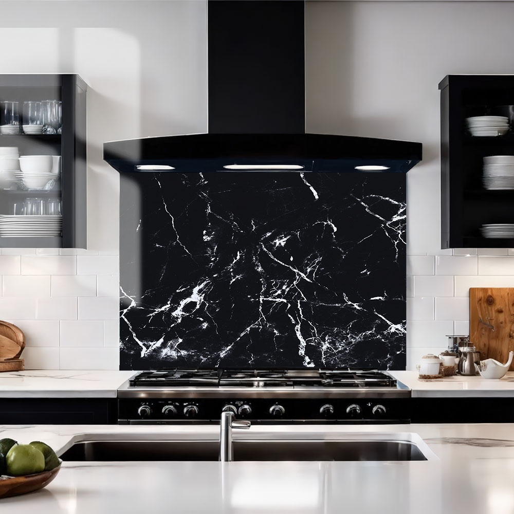 Black Marble Glass Splashback