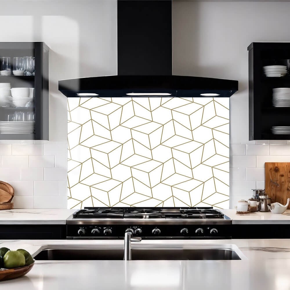 Gold Geometric Glass Splashback