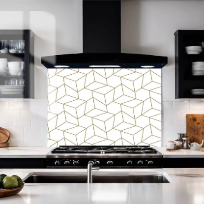 Gold Geometric Glass Splashback