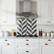 Black Marble Chevron Glass Splashback