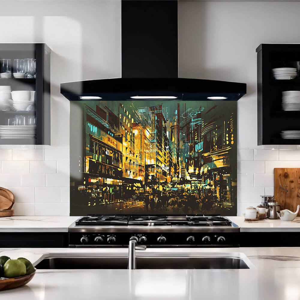 City Streets Abstract Glass Splashback