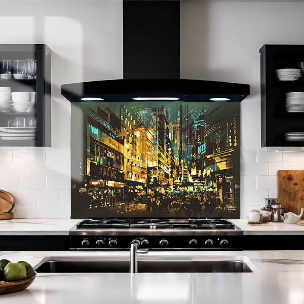City Streets Abstract Glass Splashback