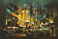City Streets Abstract Glass Splashback