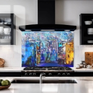 Cold Night in Town Glass Splashback