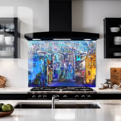 Cold Night in Town Glass Splashback