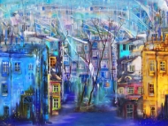 Cold Night in Town Glass Splashback