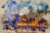 London Watercolour Glass Splashback