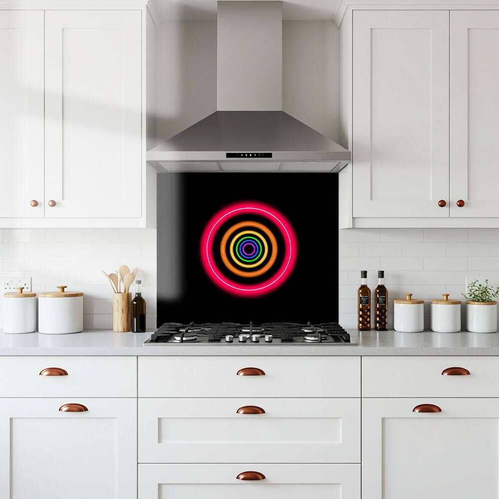 Neon Circles Glass Splashback