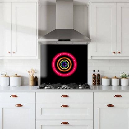 Neon Circles Glass Splashback