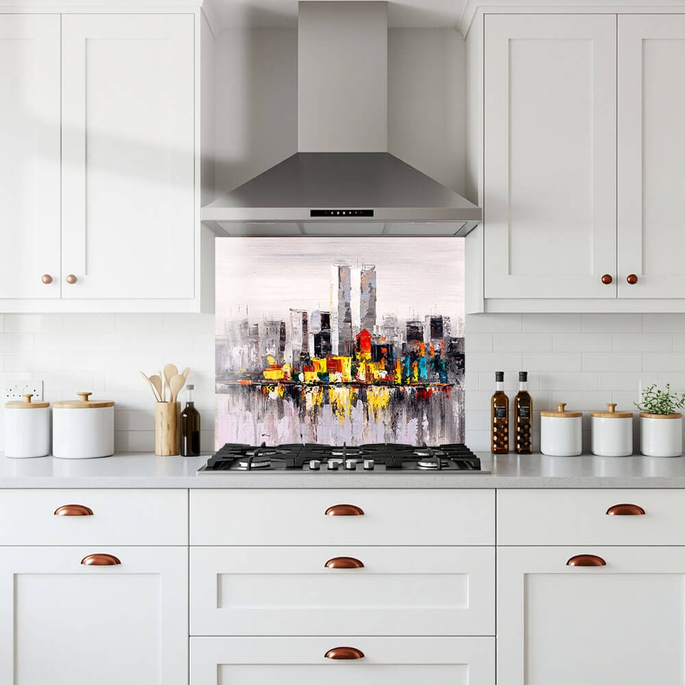 New York Skyline Painting Glass Splashback