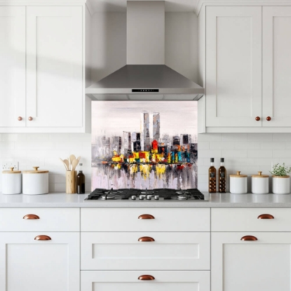 New York Skyline Painting Glass Splashback