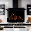 Orange Neon New York Skyline Glass Splashback