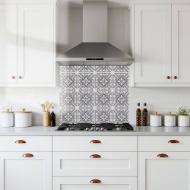 Encaustic Tiles Glass Splashback