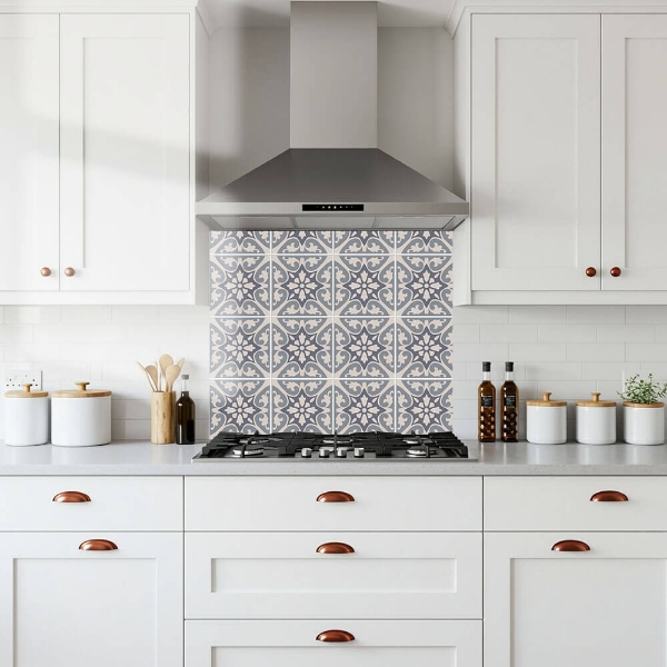 Encaustic Tiles Glass Splashback