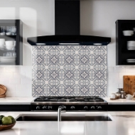 Encaustic Tiles Glass Splashback