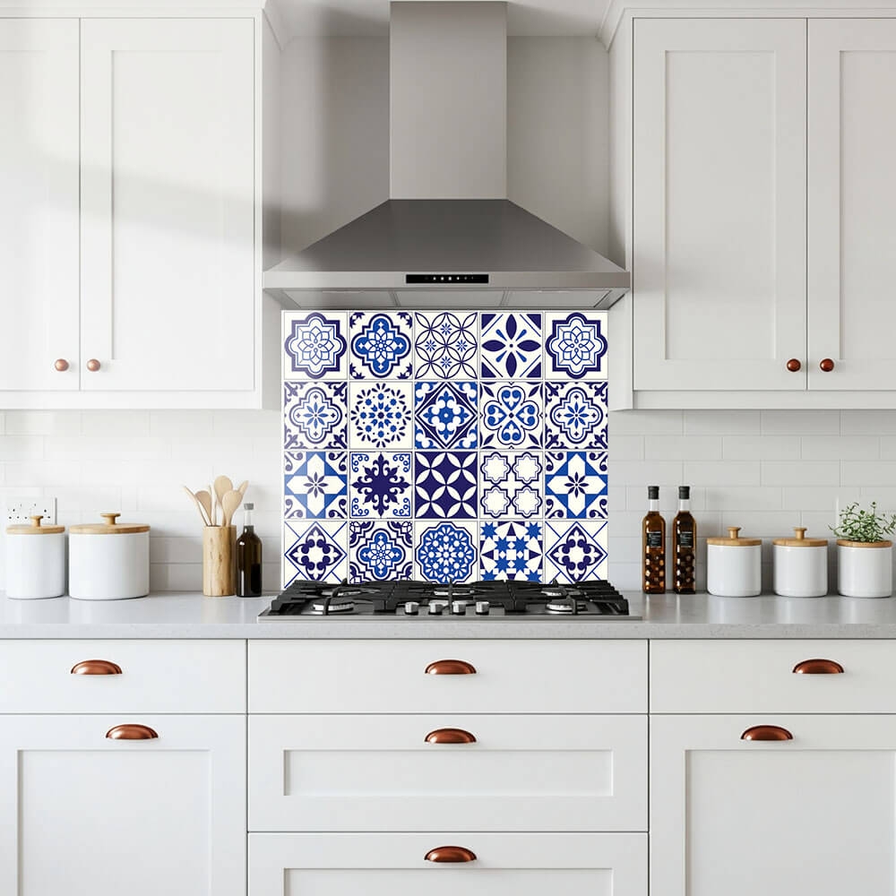 Lisbon Mosaic Tiles Glass Splashback