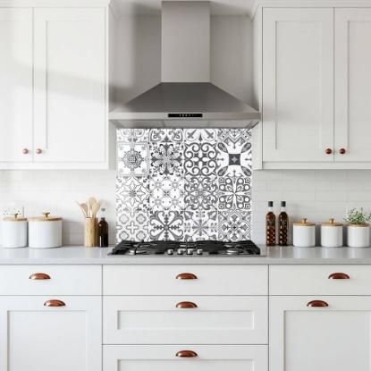 Mono Tile Pattern Glass Splashback