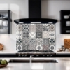 muted palette encaustic tiles glass splashback