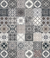 muted palette encaustic tiles glass splashback
