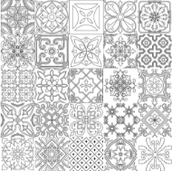 Sketch Tile Glass Splashback
