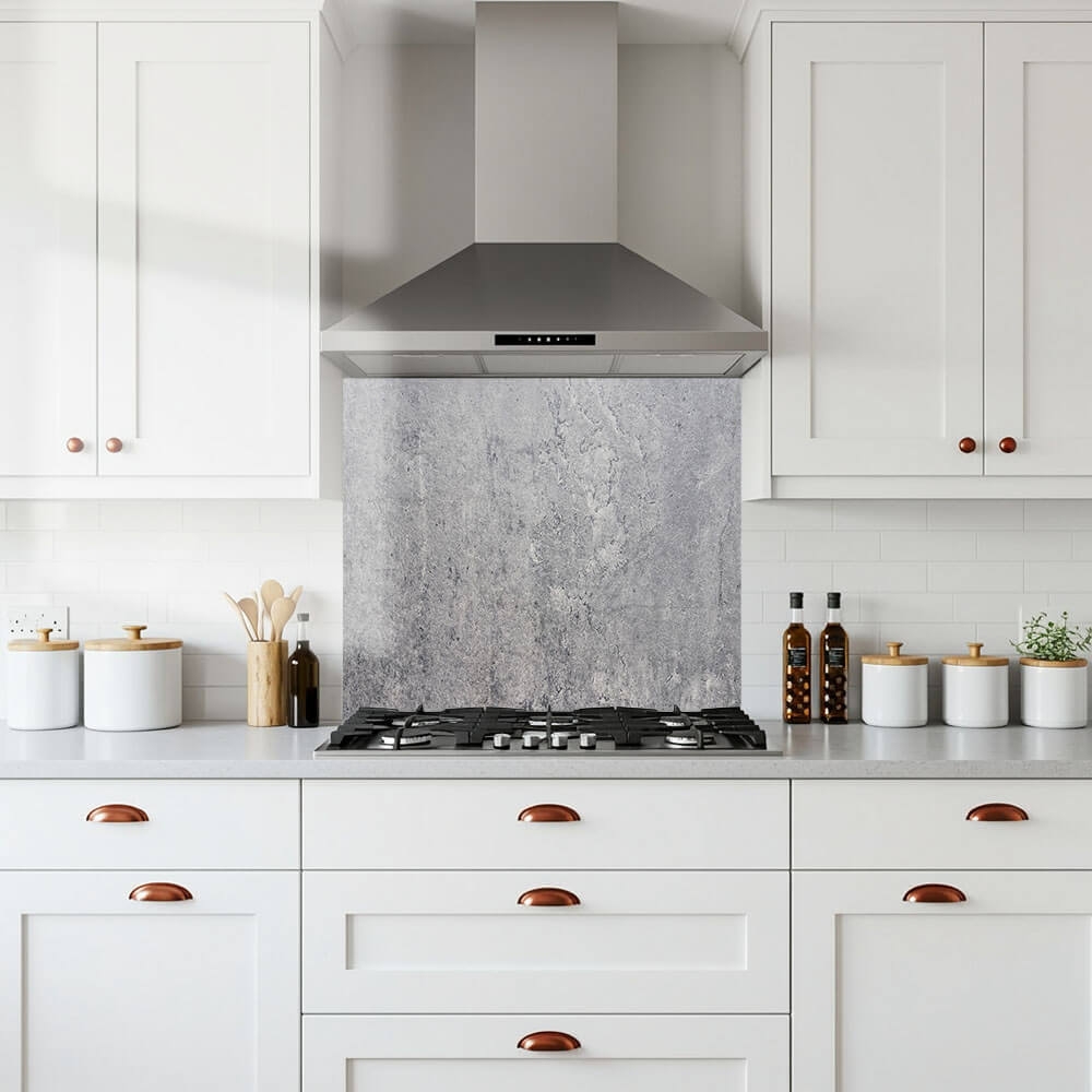 Coarse Concrete Glass Splashback