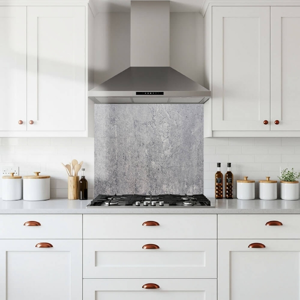 Coarse Concrete Glass Splashback