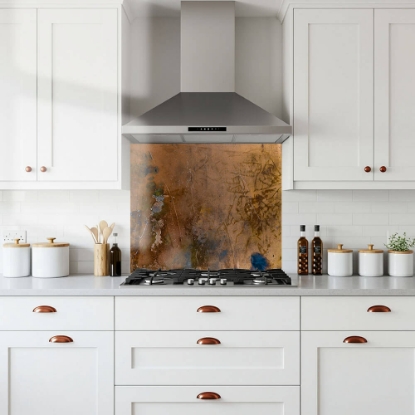 Distressed Copper Glass Splashback