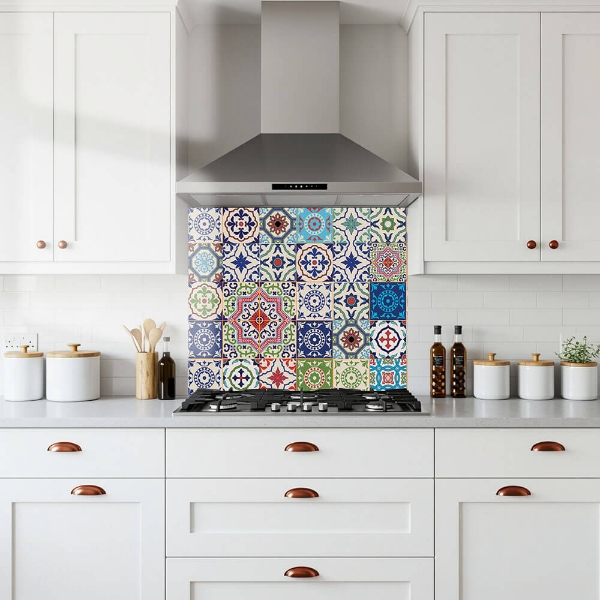 Moroccan Tiles Glass Splashback