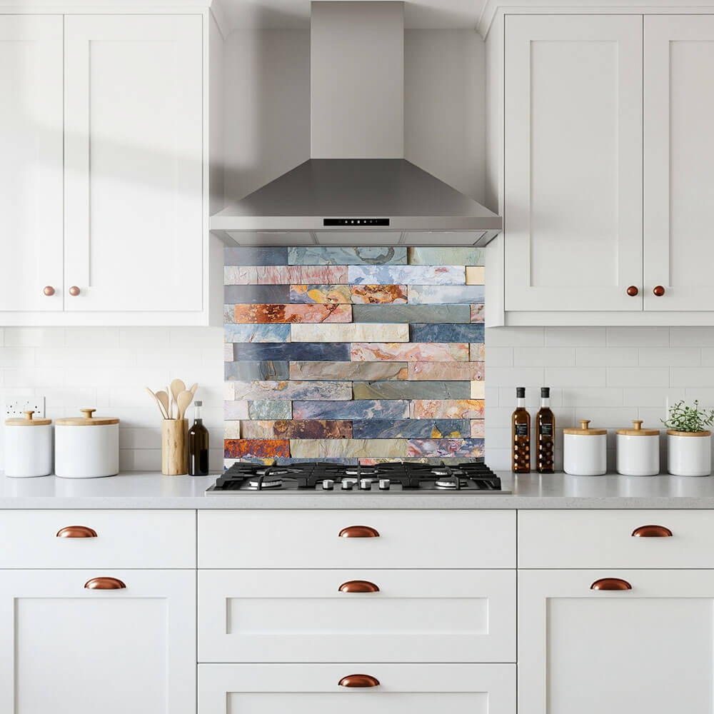 Stacked Stone Glass Splashback