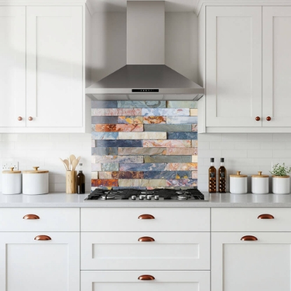Stacked Stone Glass Splashback