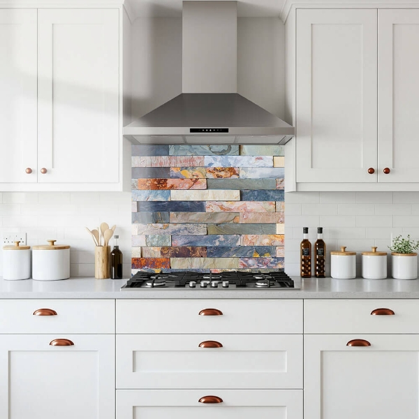 Stacked Stone Glass Splashback