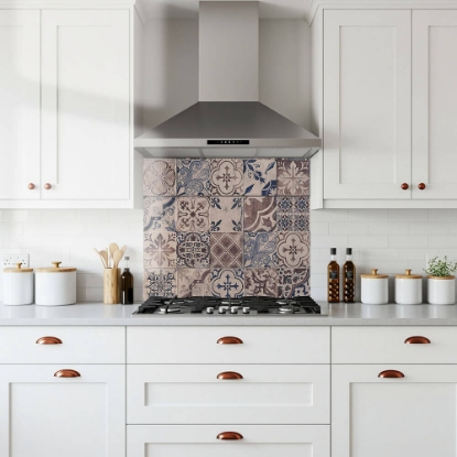 Antique Cement Tile Glass Splashback