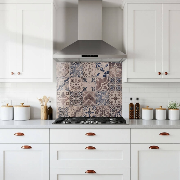 Antique Cement Tile Glass Splashback