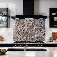 Antique Cement Tile Glass Splashback