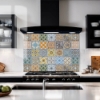 Mixed Tile Print Glass Splashback