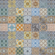 Mixed Tile Print Glass Splashback