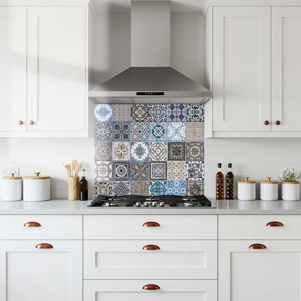Scarf Print Glass Splashback