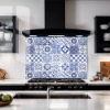 Sea Blue Tile Glass Splashback